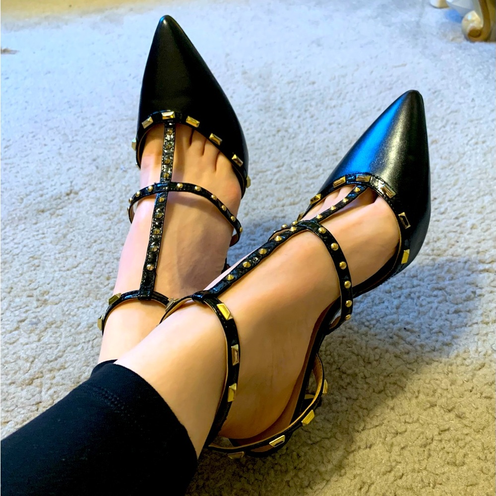 INC Studded Kitten Heels